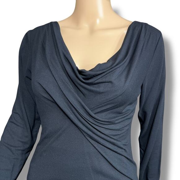 CAbi Womens Blouse Shirt Top Draped V Neck Twisted Bodice Long Sleeve Black Med - Picture 5 of 9